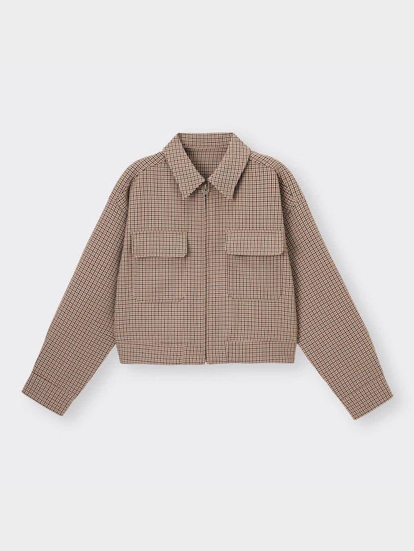チェッククロップドシャツジャケット(長袖)(セットアップ可能)