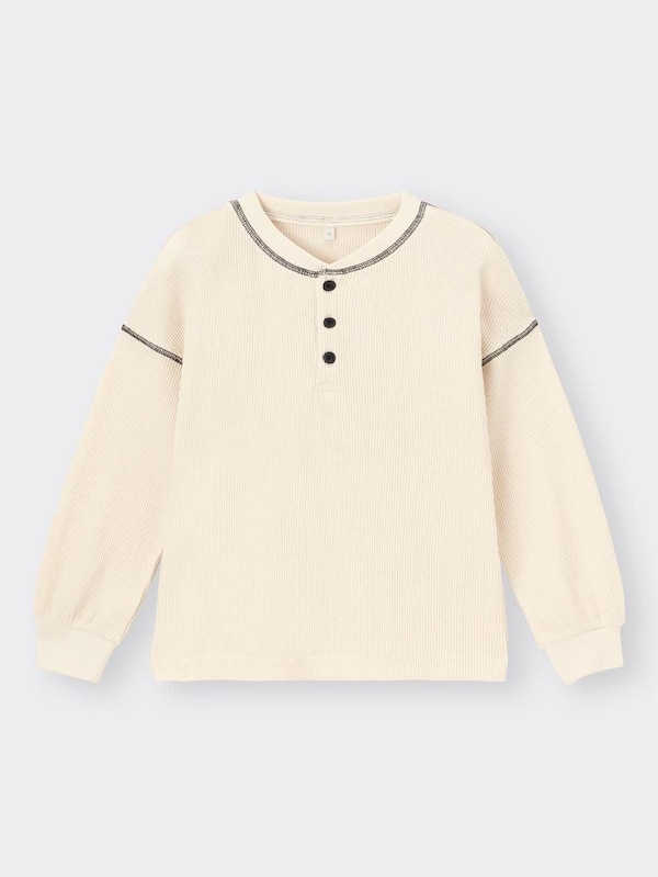 KIDS(男女兼用)ワッフルヘンリーネックT(長袖)+X