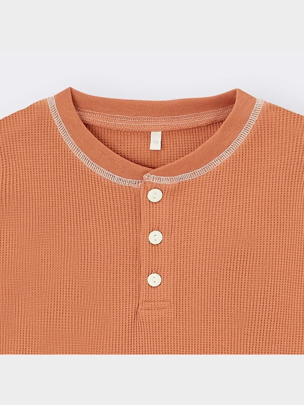 KIDS(男女兼用)ワッフルヘンリーネックT(長袖)+X