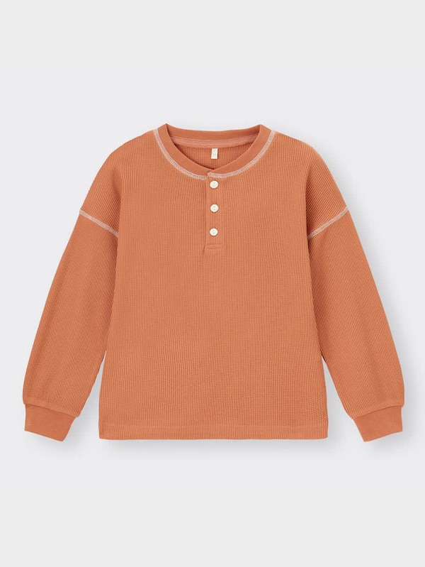 KIDS(男女兼用)ワッフルヘンリーネックT(長袖)+X