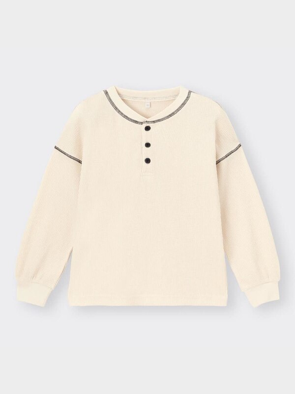 KIDS(男女兼用)ワッフルヘンリーネックT(長袖)+X