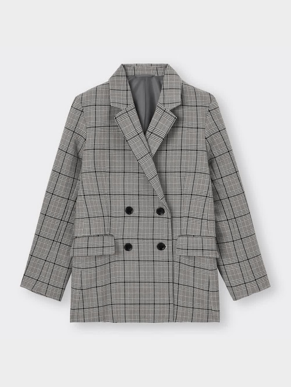 ダブルブレストテーラードジャケット(チェック)(セットアップ可能)