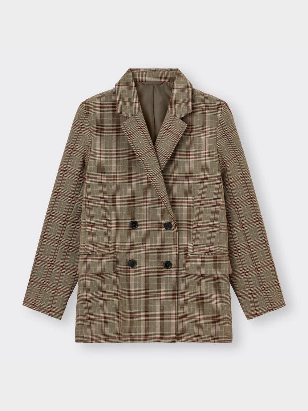GU公式 | ダブルブレストテーラードジャケット(チェック)(セットアップ