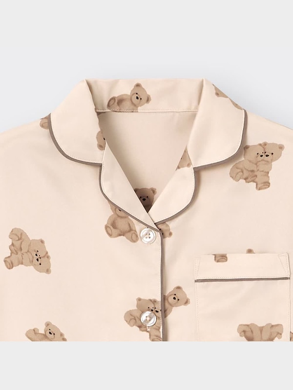 GIRLSサテンパジャマ(長袖&ロングパンツ)(ベア)+X