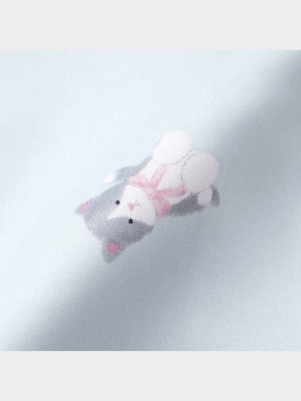 GIRLSサテンパジャマ(長袖&ロングパンツ)(ネコ)+X