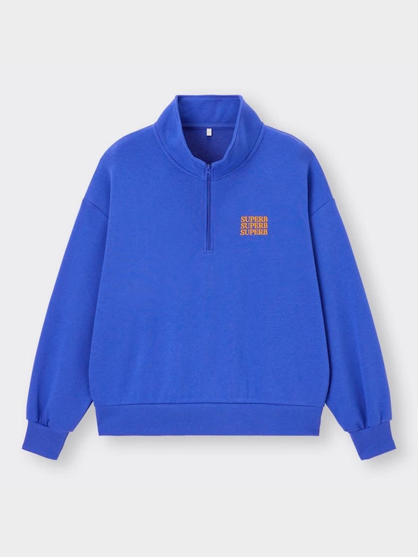 GIRLSハーフジップビッグスウェットプルオーバー(長袖)JR+E