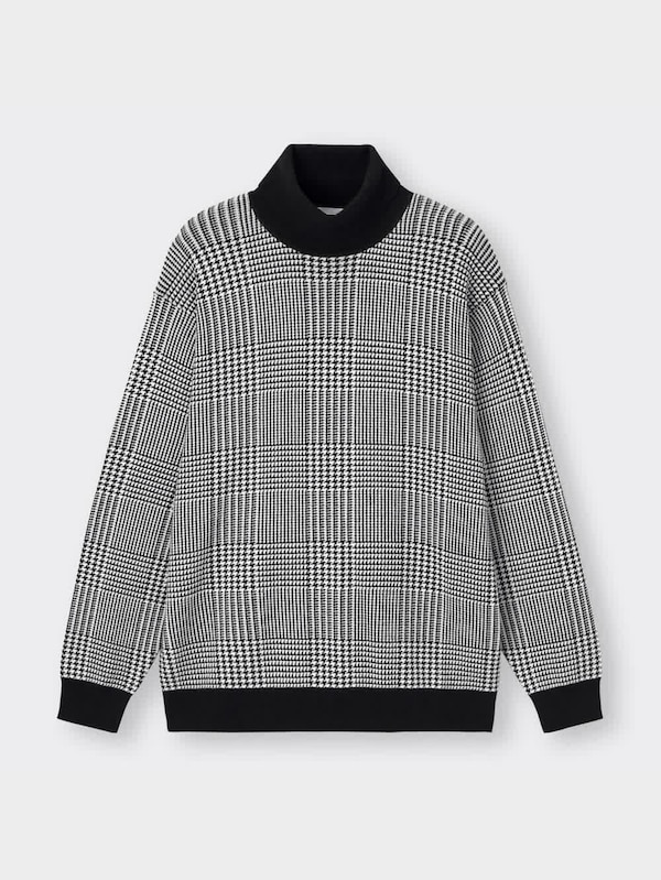 スウェットライクタートルネックセーター長袖(チェック)SW+E