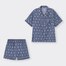 サテンボクシーパジャマ(半袖&ショートパンツ)(ハート)-BLUE