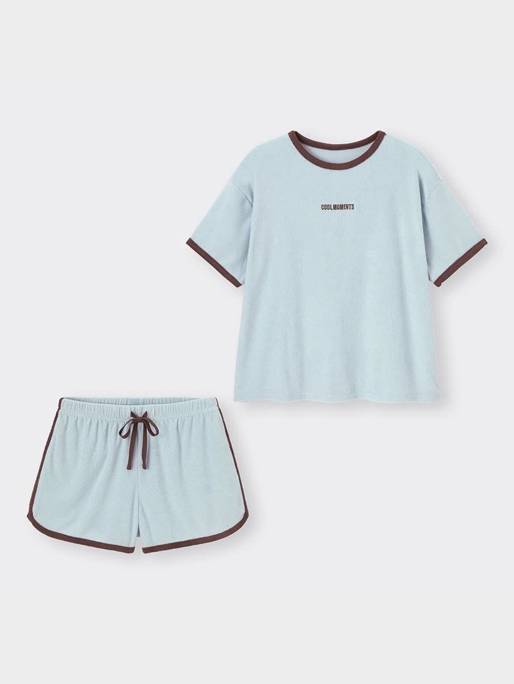 GU公式 | コールドフィールパイルセット(パイピング)(半袖&ショートパンツ)