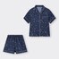サテンボクシーパジャマ(半袖&ショートパンツ)(フラワー)+E