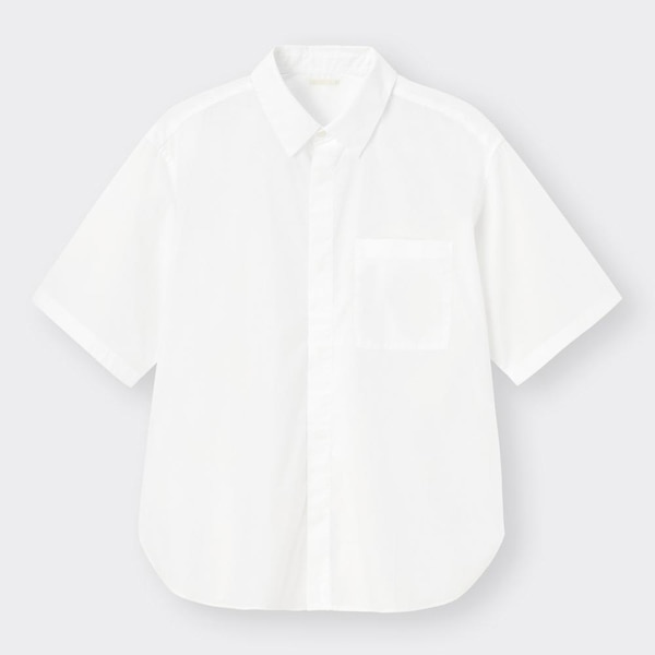 ブロードオーバーサイズシャツ(5分袖)-WHITE