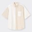 デニムオーバーサイズシャツ(5分袖)カラーブロックNT+E-OFF WHITE