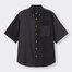 デニムオーバーサイズシャツ(5分袖)カラーブロックNT+E-DARK GRAY