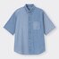 デニムオーバーサイズシャツ(5分袖)カラーブロックNT+E-BLUE