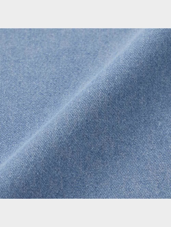 デニムオーバーサイズシャツ(5分袖)カラーブロックNT+E