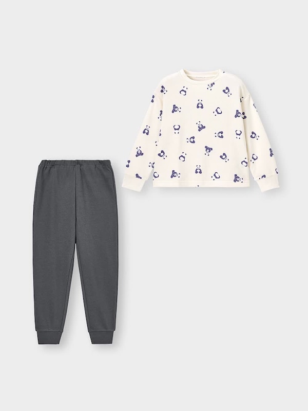 GIRLSソフトスウェットラウンジセット(長袖&ロングパンツ)パンダB