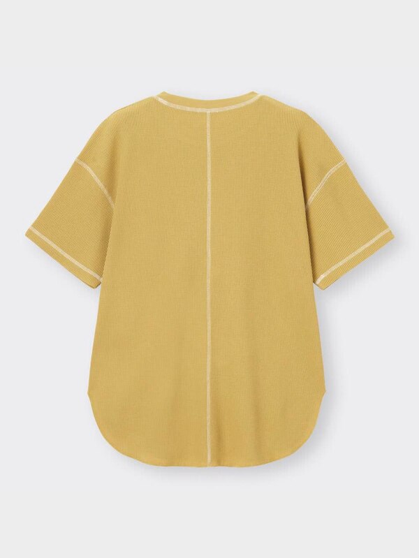 ワッフルバイカラーステッチオーバーサイズT(5分袖)RS+X