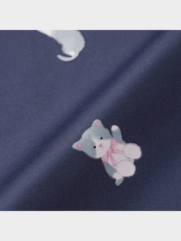 サテンパジャマ(長袖&ロングパンツ)(ネコ)+X