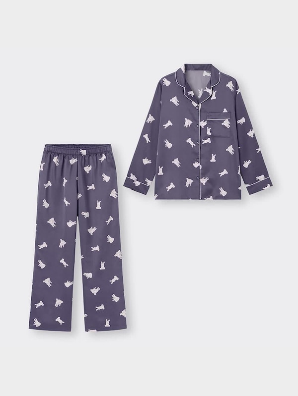 サテンパジャマ(長袖&ロングパンツ)(ウサギ)+X