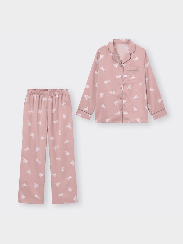 サテンパジャマ(長袖&ロングパンツ)(ウサギ)+X