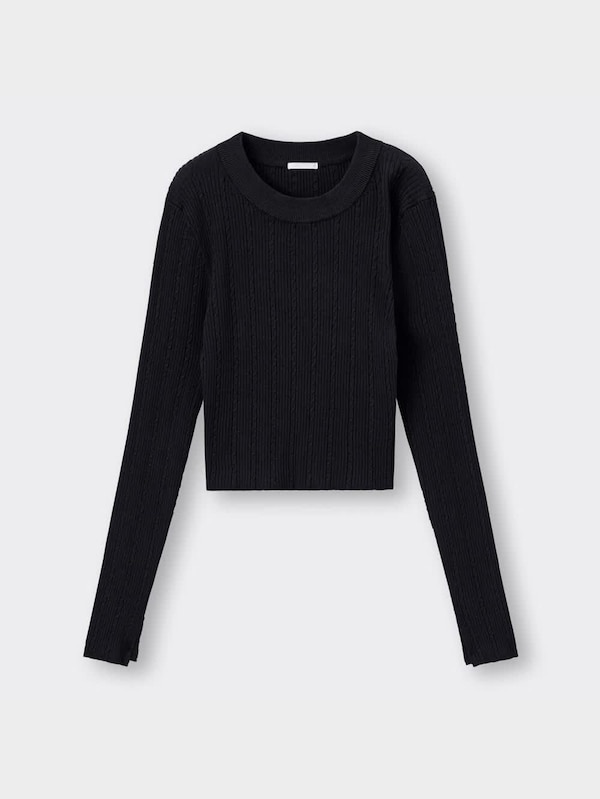 ミニケーブルクロップドセーター(長袖)