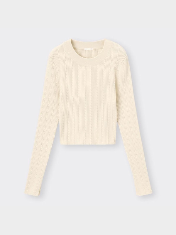 ミニケーブルクロップドセーター(長袖)