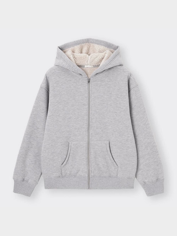 裏ボアスウェットフルジップパーカ(長袖)+E