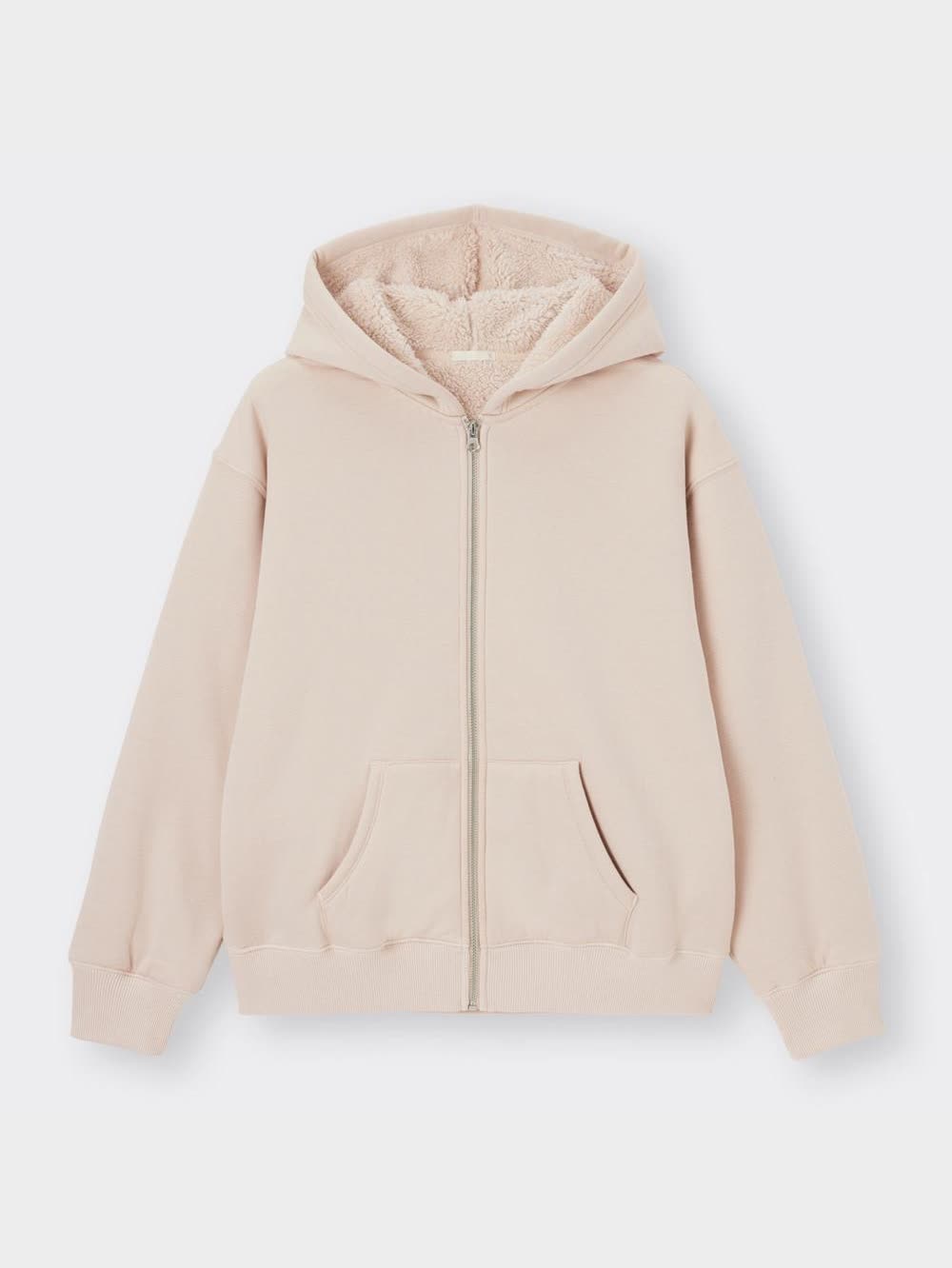 GU パフスウェットフルジップパーカ ピンク L 新品 GU公式 | 裏ボアスウェットフルジップパーカ(長袖)(レディース)