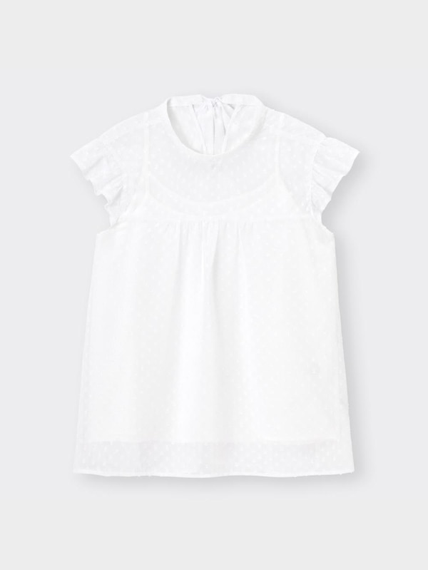 シアードットフリルブラウス(半袖)Z+E