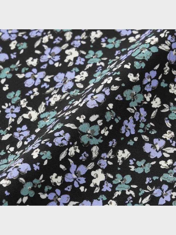 フラワープリントフロントボタンワンピース(5分袖)