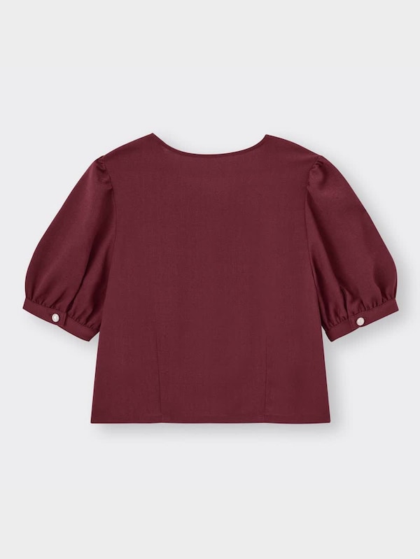 パールボタンクロップドブラウス(5分袖)YT+X