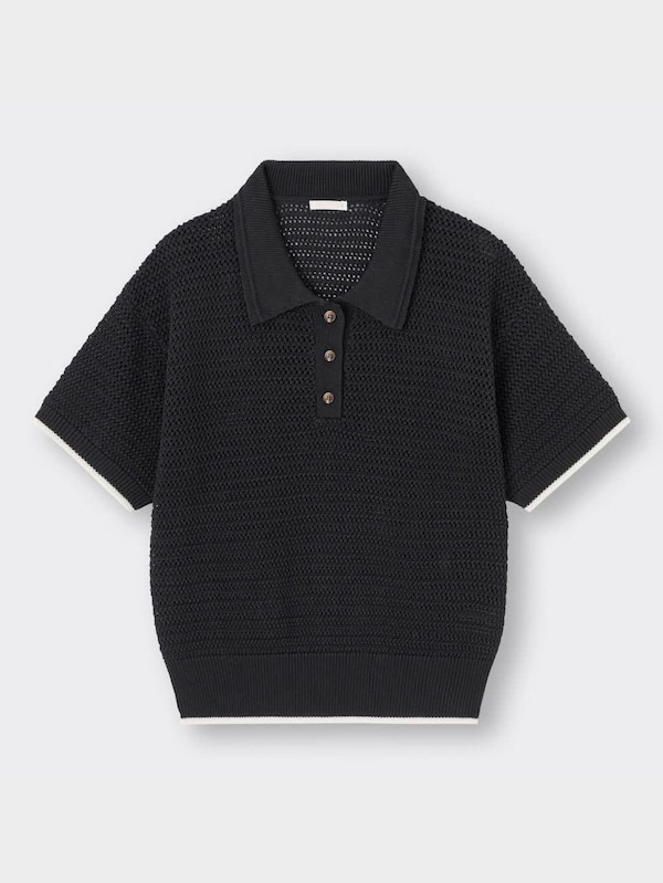 透かし編みポロセーター(半袖)