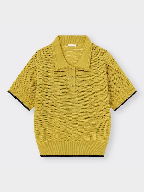 透かし編みポロセーター(半袖)