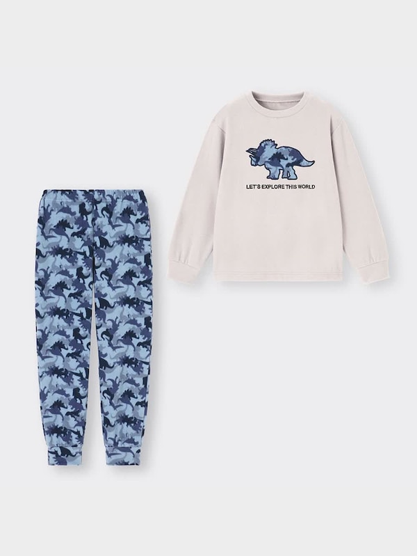 KIDS(男女兼用)フリースラウンジセット(長袖&ロングパンツ)(ダイナソー)