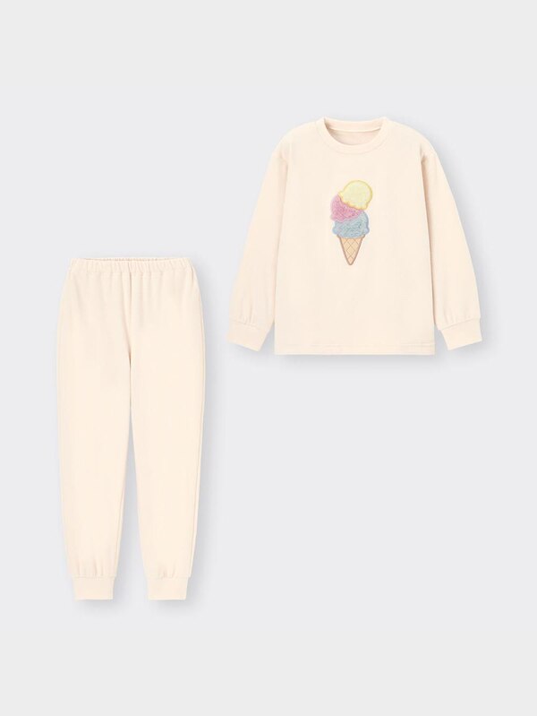 GIRLSフリースラウンジセット(長袖&ロングパンツ)(アイス)