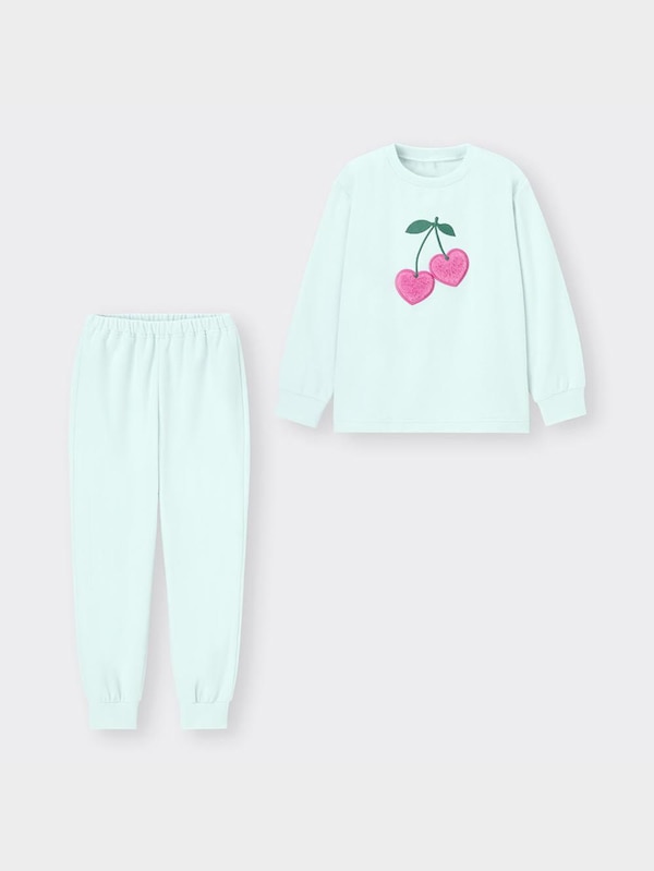 GIRLSフリースラウンジセット(長袖&ロングパンツ)(チェリー)