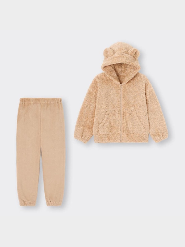 KIDS(男女兼用)マシュマロフィールラウンジパーカセット(長袖)(クマ)