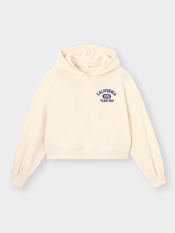 GIRLSクロップドスウェットプルパーカ(長袖)(ロゴ)JR+E(セットアップ可能)