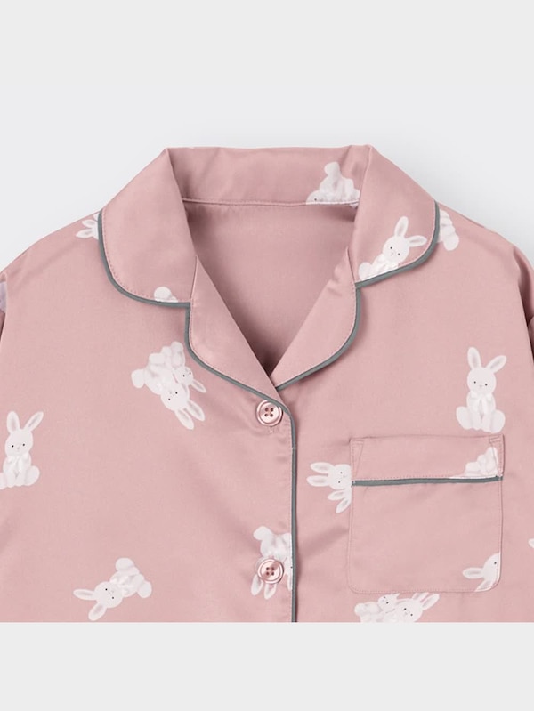 GIRLSサテンパジャマ(長袖&ロングパンツ)(ウサギ)+X