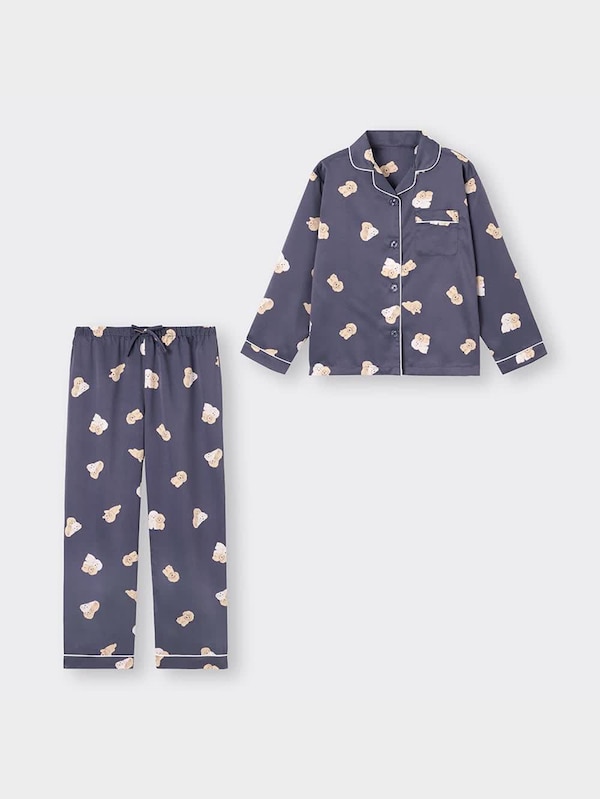 GIRLSサテンパジャマ(長袖&ロングパンツ)(トイプードル)+X