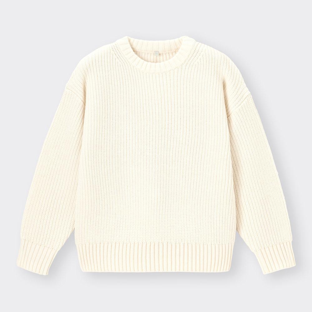 （GU）BOYSウォッシャブル畦クルーネックセーター(長袖)+Eのサムネイル