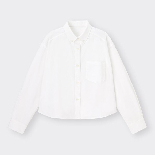 オックスフォードクロップドシャツ(長袖)Q+E-OFF WHITE
