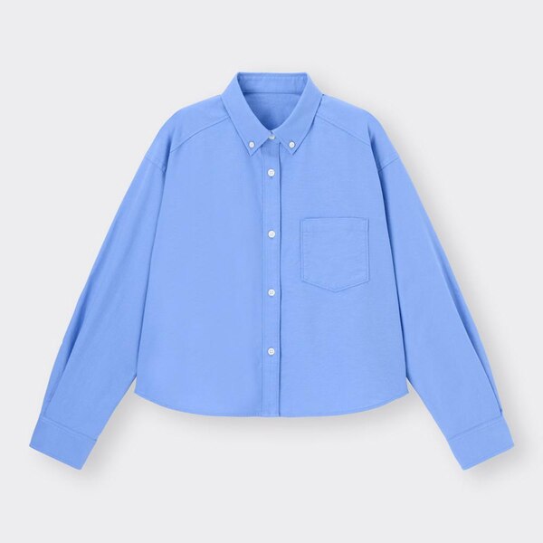 オックスフォードクロップドシャツ(長袖)Q+E-BLUE