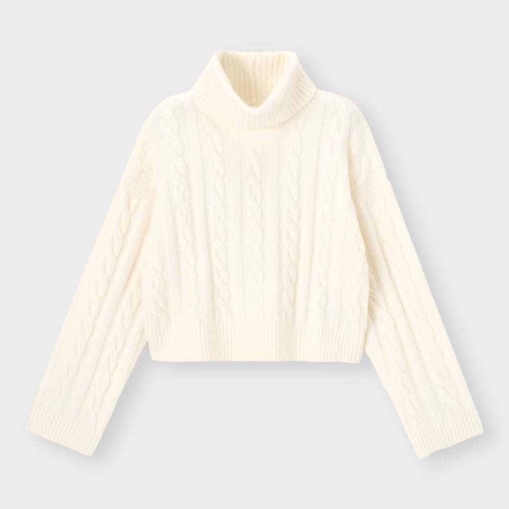 GU公式 | パフィータッチクロップドタートルネックセーター(長袖)