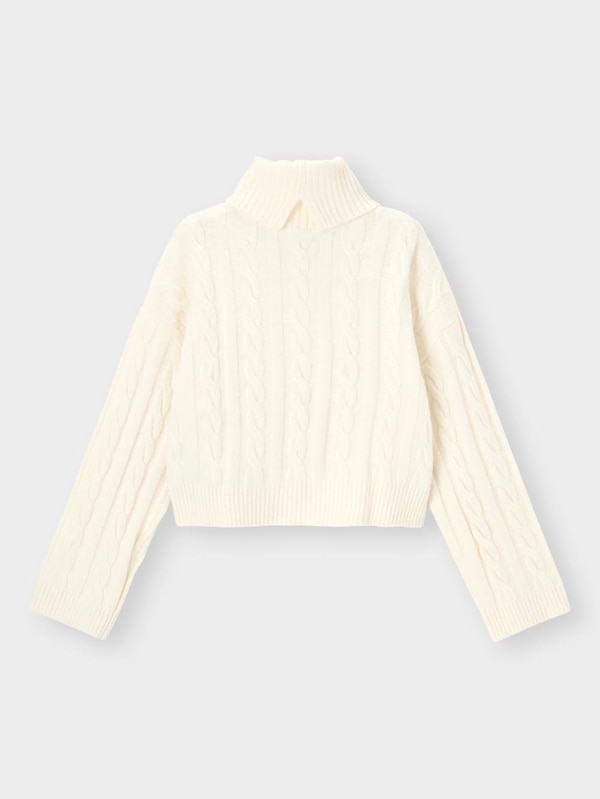 パフィータッチクロップドタートルネックセーター(長袖)