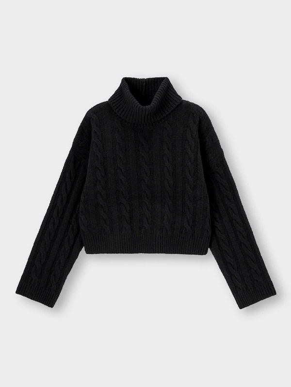 パフィータッチクロップドタートルネックセーター(長袖)
