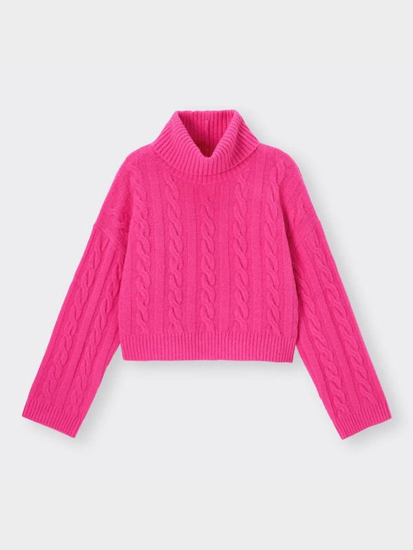 パフィータッチクロップドタートルネックセーター(長袖)