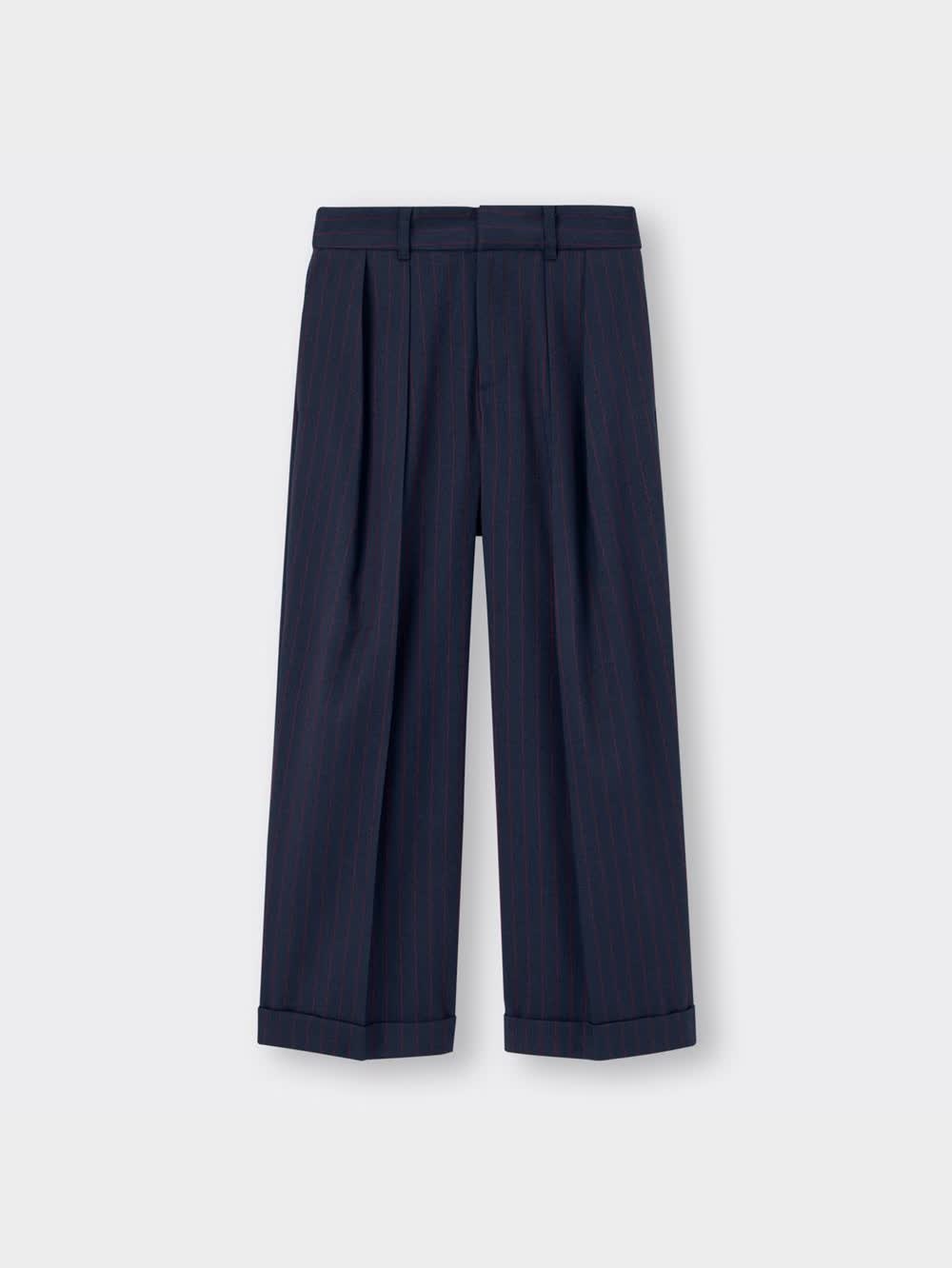 GU公式 | インタックワイドパンツ(ストライプ)B+EC(丈短め63.0～65.0cm)