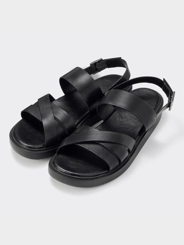 リアルレザーストラップサンダル+E