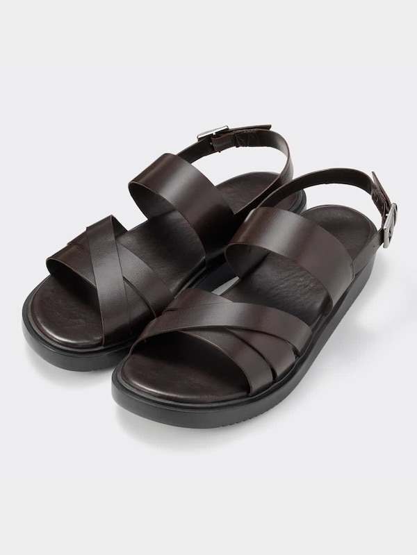 リアルレザーストラップサンダル+E